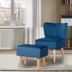 Costway Leisure Chair And Ottoman Thick Padded Velvet Tufted Sofa Set W/ Wood Legs PinkBlue Green 16 Costway Leisure Chair And Ottoman Thick Padded Velvet Tufted Sofa Set W/ Wood Legs PinkBlue Green -Lush Living Store GUEST 78d4d60b 0f51 45be bf31 c6a459ce1bcb