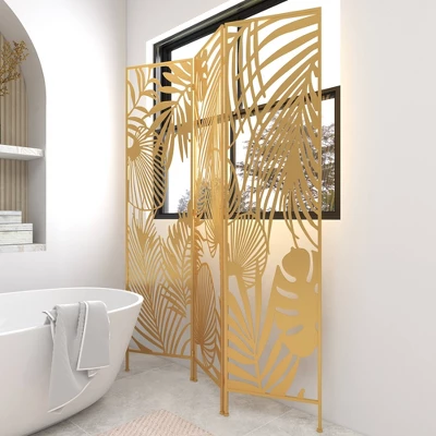 Glam Metal Palms Room Divider Screen Gold - Olivia & May 11 Glam Metal Palms Room Divider Screen Gold - Olivia & May - Image 9