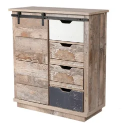 LuxenHome Rustic Wood 4-Drawer 1-Sliding Door Storage Cabinet. -Lush Living Store GUEST 7952b2d2 198e 4887 9ea6 5d1d912a3fdc