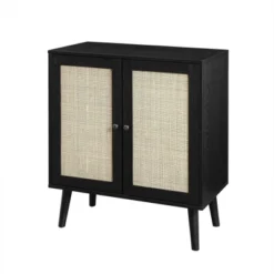 Modern Boho Wood And Rattan 2 Door Accent Cabinet - Saracina Home -Lush Living Store GUEST 7987110a 6588 4fc8 a782 9bcb55b2b01f