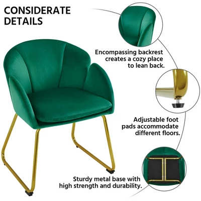 Yaheetech Velvet Armchair Accent Chair With Metal Legs For Living Room/Bedroom 6 Yaheetech Velvet Armchair Accent Chair With Metal Legs For Living Room/Bedroom - Image 4
