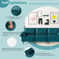 Costway Modern Modular Fabric 3-Seat Sofa Couch Living Room Furniture W/ Metal Legs BlueGrey -Lush Living Store GUEST 7a10b724 0814 47e1 b7b3 a90ccacd37b5