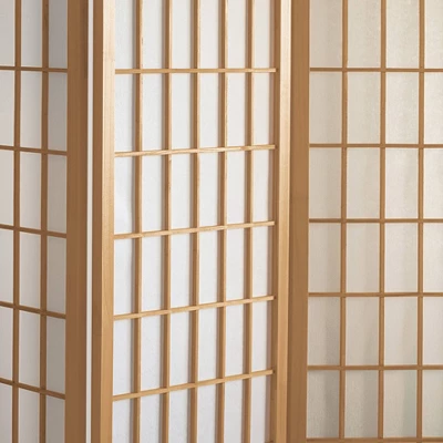 5 Ft. Tall Window Pane Shoji Screen - Natural (4 Panels) 3 5 Ft. Tall Window Pane Shoji Screen - Natural (4 Panels)