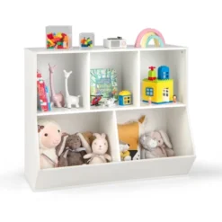 Costway 5-Cubby Kids Toy Storage Organizer Wooden Bookshelf Display Cabinet Natural/White -Lush Living Store GUEST 7abba8aa da26 4d58 abd6 231e6365a78c
