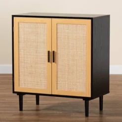 Maureen Wood And Rattan 2 Door Storage Cabinet Espresso/Natural Brown - Baxton Studio -Lush Living Store GUEST 7b41815c b80d 448e 9a76 09bf86b7e562