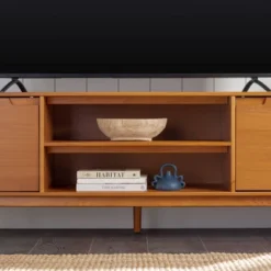 Solid Wood Mid-Century Modern TV Stand For TVs Up To 80" - Saracina Home -Lush Living Store GUEST 7b8f78dc b7ab 4f0a bbb2 79db23e31b3a