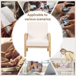 Oris 22.2" Wide Teddy Thick Seat Cushion With Solid Wood Legs Accent Chair With Rattan Mesh Arm Pads-Maison Boucle -Lush Living Store GUEST 7bf1b318 77ee 4950 bf08 ae6cc03e51ec