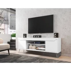 Baxter TV Stand For TVs Up To 60" White - Manhattan Comfort