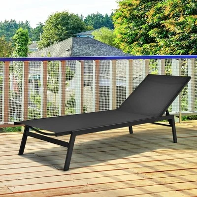 Costway 2 PCS Patio Lounge Chair Chaise Recliner Back Adjustable Garden BrownBlack 5 Costway 2 PCS Patio Lounge Chair Chaise Recliner Back Adjustable Garden BrownBlack - Image 3