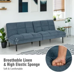 Costway Modern Convertible Futon Sofa Bed Linen Fabric Folding Couch Recliner GreyAquamarineBlue -Lush Living Store GUEST 7c8b89dc a16d 4d64 8504 3def679d4b63