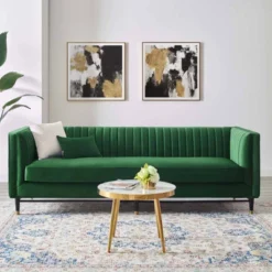 Devote Channel Tufted Performance Velvet Sofa Emerald - Modway -Lush Living Store GUEST 7ca83e63 1640 46e5 a13a 30782ef115f2