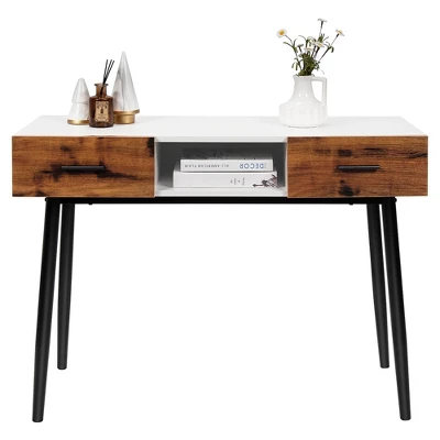 Costway 48'' Industrial Console Table With Storage Drawers Open Shelf Entryway 3 Costway 48'' Industrial Console Table With Storage Drawers Open Shelf Entryway