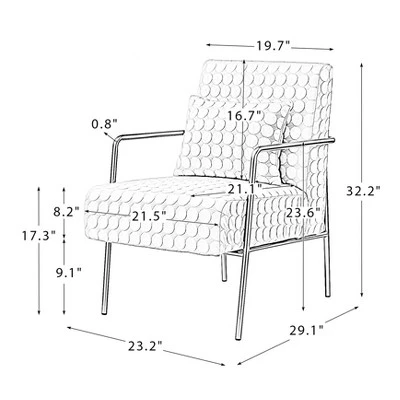 Javier Upholstered Armchair With Metal Legs And Lumbar Pillow For Living Room | ARTFUL LIVING DESIGN 11 Javier Upholstered Armchair With Metal Legs And Lumbar Pillow For Living Room | ARTFUL LIVING DESIGN - Image 9