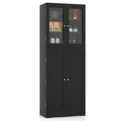 Costway Tall Storage Cabinet Kitchen Pantry Cupboard With Tempered Glass Doors & Shelves Black/White -Lush Living Store GUEST 7d28cfd6 e4cb 49bf bb89 e80874f61da2