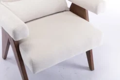 Megan 27.56" Wide Upholstered Fabric Seat And Lumbar Pillow With Walnut "V" Shape Solid Wood Legs Accent Chair With Arm Pads-The Pop Maison -Lush Living Store GUEST 7d31b2bf 2220 41e6 8e8a ceeb4e5997eb