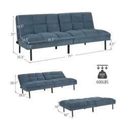 Costway Modern Convertible Futon Sofa Bed Linen Fabric Folding Couch Recliner GreyAquamarineBlue -Lush Living Store GUEST 7d36f4e3 ed30 4a68 80e0 678a99f561e8