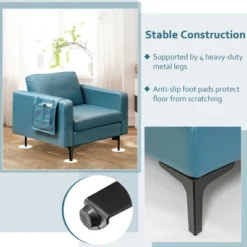 Costway Modern Leathaire Fabric Accent Armchair Single Sofa W/ Side Storage Pocket -Lush Living Store GUEST 7dd11e0d c5fb 430a 9db7 69f6235e0e06