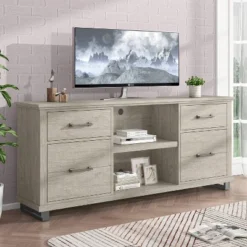 70" TV Stand For TVs Up To 78" Beige - Accent Furniture -Lush Living Store GUEST 7dfd351e 96ae 4776 a080 3263783b3ceb