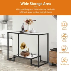 Costway Entryway Console Sofa Side Table W/Tempered Glass For Entrance Living Room -Lush Living Store GUEST 7e25e779 3e64 403c ac8e c163afc5f71a