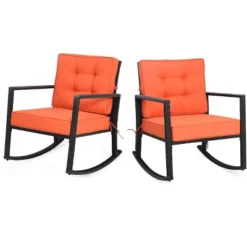 Tangkula 2PCS Outdoor Wicker Rocking Chairs Glider Rattan Rocker Recliner With Cushion -Lush Living Store GUEST 7e4b04dc 6633 421c 92dd 3c8401b4b483
