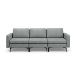 Costway Modern Modular 3-Seat Sofa Couch W/ Side Storage Pocket & Metal Leg GreenGrey -Lush Living Store GUEST 7e5c9403 ce6e 49fb b69c 50d4c5f018af