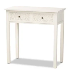 Lambert Wood 2 Drawer Console Table White - Baxton Studio -Lush Living Store GUEST 7ec647e2 9ba4 4f4b 9a7a a903be100bac