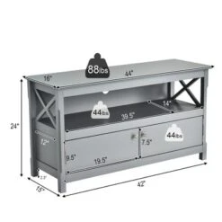 Costway Free Standing TV Cabinet Wooden Console TV Media Entertainment