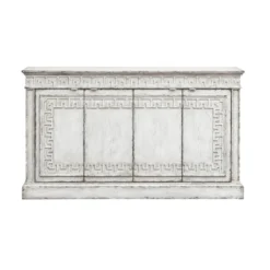 Kyndel Classic 4 Door Storage Credenza/Sideboard Distressed White - Treasure Trove