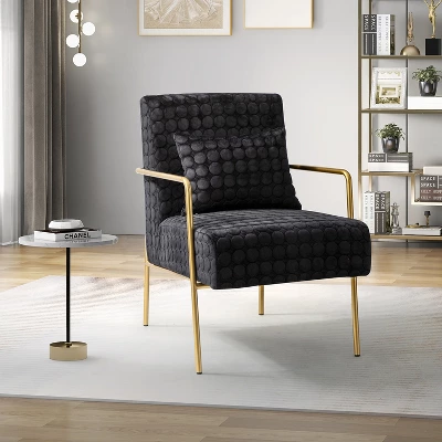 Javier Upholstered Armchair With Metal Legs And Lumbar Pillow For Living Room | ARTFUL LIVING DESIGN 15 Javier Upholstered Armchair With Metal Legs And Lumbar Pillow For Living Room | ARTFUL LIVING DESIGN - Image 13