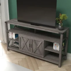 Emma And Oliver Modern Rustic Farmhouse Media Console Cabinet With Spacious Open And Closed Storage -Lush Living Store GUEST 804036aa 9e5d 4117 a6a0 46af6f093acc
