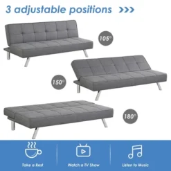 Costway Convertible Futon Sofa Bed Adjustable Sleeper With Stainless Steel Legs -Lush Living Store GUEST 804b4722 410d 43e6 a252 9ff99e873a53
