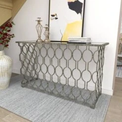 Contemporary Metal Pattern Console Table Silver - Olivia & May 38 Contemporary Metal Pattern Console Table Silver - Olivia & May -Lush Living Store GUEST 805c33d8 31bf 447a a1f9 3b8f5271eb22