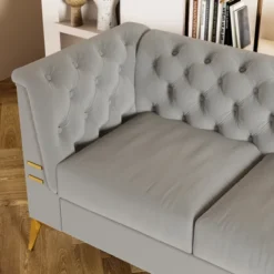 82.7" Chesterfield Sofa, Velvet Upholstered 3 Seater Sofa Couch-ModernLuxe -Lush Living Store GUEST 8074cb68 f7ab 491d 8806 5af0350b8823