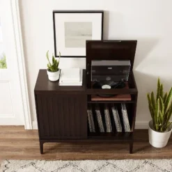 Asher Record Storage Media Console Dark Brown - Crosley -Lush Living Store GUEST 80c69cab 4ee9 427c 8239 278116412737