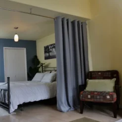 Room Dividers Now Hanging Room Divider Kit - Large A, 8ft Tall X 9ft - 14ft Wide, Slate Gray (With Curtains) -Lush Living Store GUEST 80c9d019 f6b7 4298 9ad7 0b8bdd3361fa