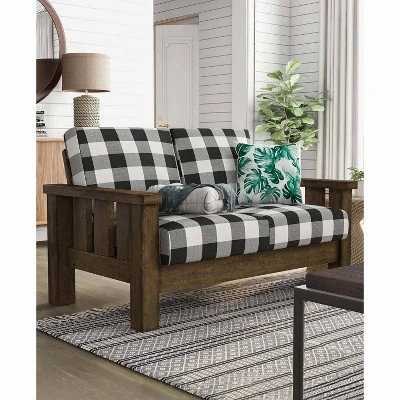 Jovie Gingham Rustic Loveseat - HOMES: Inside + Out 7 Jovie Gingham Rustic Loveseat - HOMES: Inside + Out - Image 5