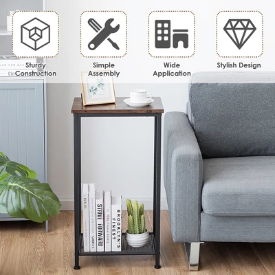 Costway Set Of 2 2-Tier Industrial Side End Accent Telephone Table W/ Mesh Shelf 9 Costway Set Of 2 2-Tier Industrial Side End Accent Telephone Table W/ Mesh Shelf - Image 7