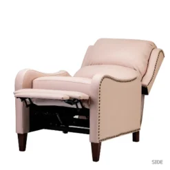 Jade Upholstered Genuine Leather Cigar Chair Recliner Armchair NailHead Tufted | Karat Home - Pink Solid -Lush Living Store GUEST 8130cafe 8299 4e3f a82a ed7b0b42dbac