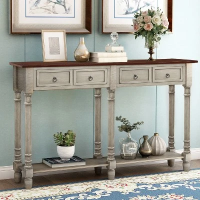 Rectangular Console Table With Drawers And Long Shelf-ModernLuxe 9 Rectangular Console Table With Drawers And Long Shelf-ModernLuxe - Image 7