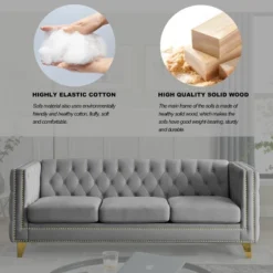 Living Room Modern Velvet Sofa With Button Tufted Square Arms And Metal Legs - ModernLuxe 24 Living Room Modern Velvet Sofa With Button Tufted Square Arms And Metal Legs - ModernLuxe -Lush Living Store GUEST 81817635 58df 493e ba22 1c37857f8974