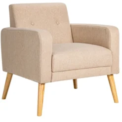 Costway Modern Accent Chair Upholstered Linen Armchair W/Rubber Wood Legs YellowBeigeGreyNavy 24 Costway Modern Accent Chair Upholstered Linen Armchair W/Rubber Wood Legs YellowBeigeGreyNavy -Lush Living Store GUEST 819d372c 1c53 4841 84e1 280756252f1f