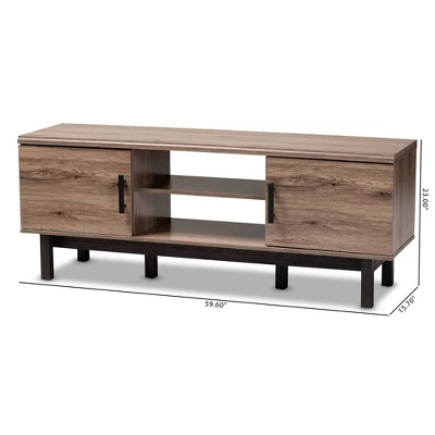 2 Door Arend Two-Tone Wood TV Stand For TVs Up To 55" Brown - Baxton Studio 6 2 Door Arend Two-Tone Wood TV Stand For TVs Up To 55" Brown - Baxton Studio - Image 4
