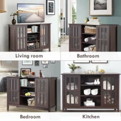 Costway Wood TV Stand Entertainment Media Center Console For TV Up To 50'' -Lush Living Store GUEST 8279ed75 af69 404c 9048 07210fd210cd