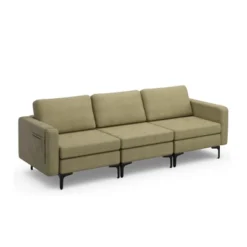 Costway Modern Modular 3-Seat Sofa Couch W/ Side Storage Pocket & Metal Leg GreenGrey -Lush Living Store GUEST 82b9624e cc27 4f7e 8f2e c7f07c1458c4