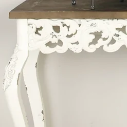 Wood Parisian Design Floral Ornate Detailing Console Table White - Olivia & May -Lush Living Store GUEST 82d6c1fc c5b5 4f1d 9916 3c806845430d