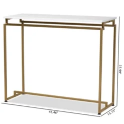 Renzo Metal Console Table With Faux Marble Tabletop White/Gold - Baxton Studio -Lush Living Store GUEST 82f24000 ba25 4a50 942b 6c73c8f76619