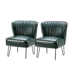 Set Of 2 Eustacio Mid-back Vegan Leather Accent Side Chair | Karat Home-TURQUOISE -Lush Living Store GUEST 83016340 961a 4513 82d3 a468407af208