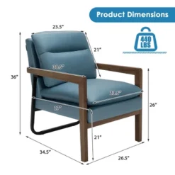 Costway Modern Accent Armchair Lounge Chair W/ Rubber Wood Legs & Steel Bracket -Lush Living Store GUEST 8319da0e 14dd 4ae1 88f2 6cbd4250d38e