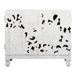 Mediterranean Carved Wood Cabinet White - Olivia & May -Lush Living Store GUEST 83b2599a 136c 46bc 8adb 82fb5fe392e0