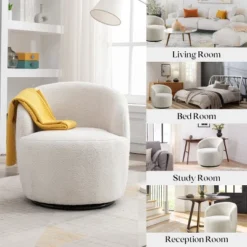 Set Of 2 Fannie 25.60'' Wide Small Size Boucle Upholstered 360° Swivel Barrel Chair-The Pop Maison -Lush Living Store GUEST 83cc959e 3fb8 4db8 98a3 cb71e28465e1